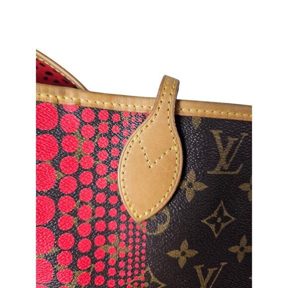 LOUIS VUITTON Neverfull Kusama MM Tote Waves Red Polka Dot Shoulder Bag LDT EDTN - Picture 12 of 16